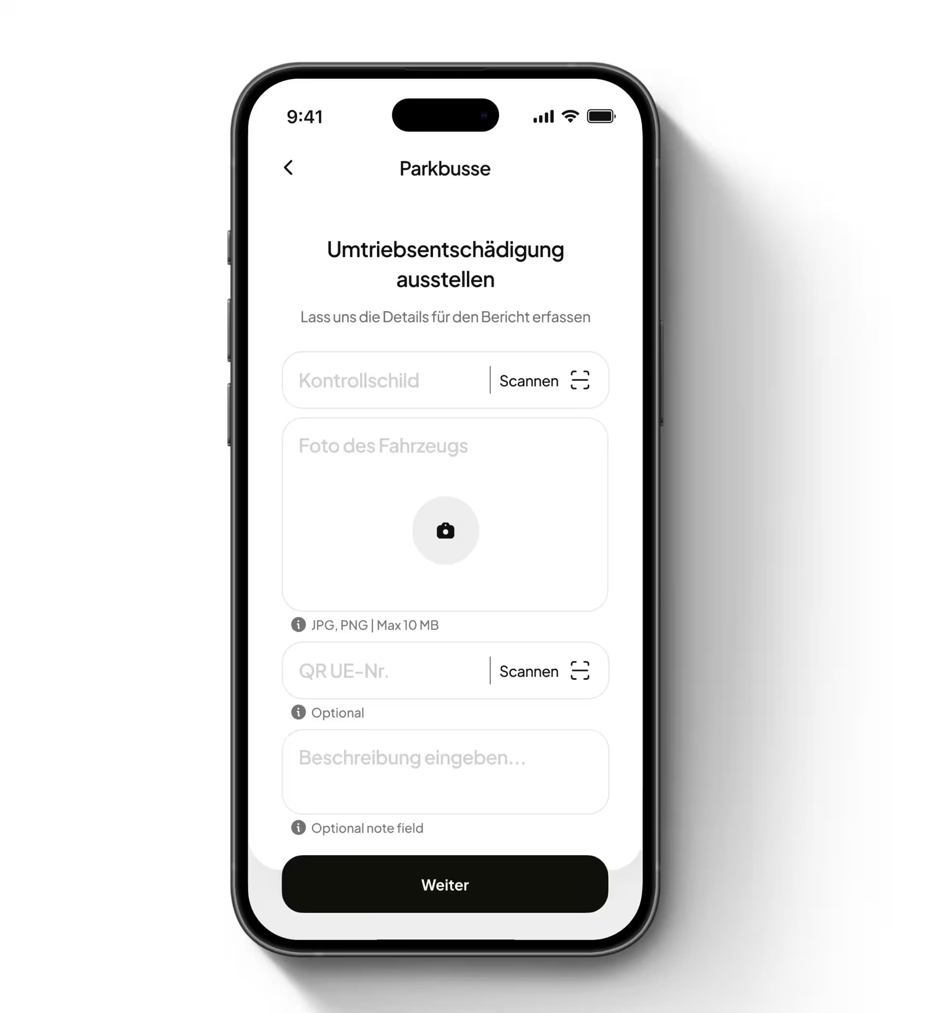 FalschParker app shown on a smartphone