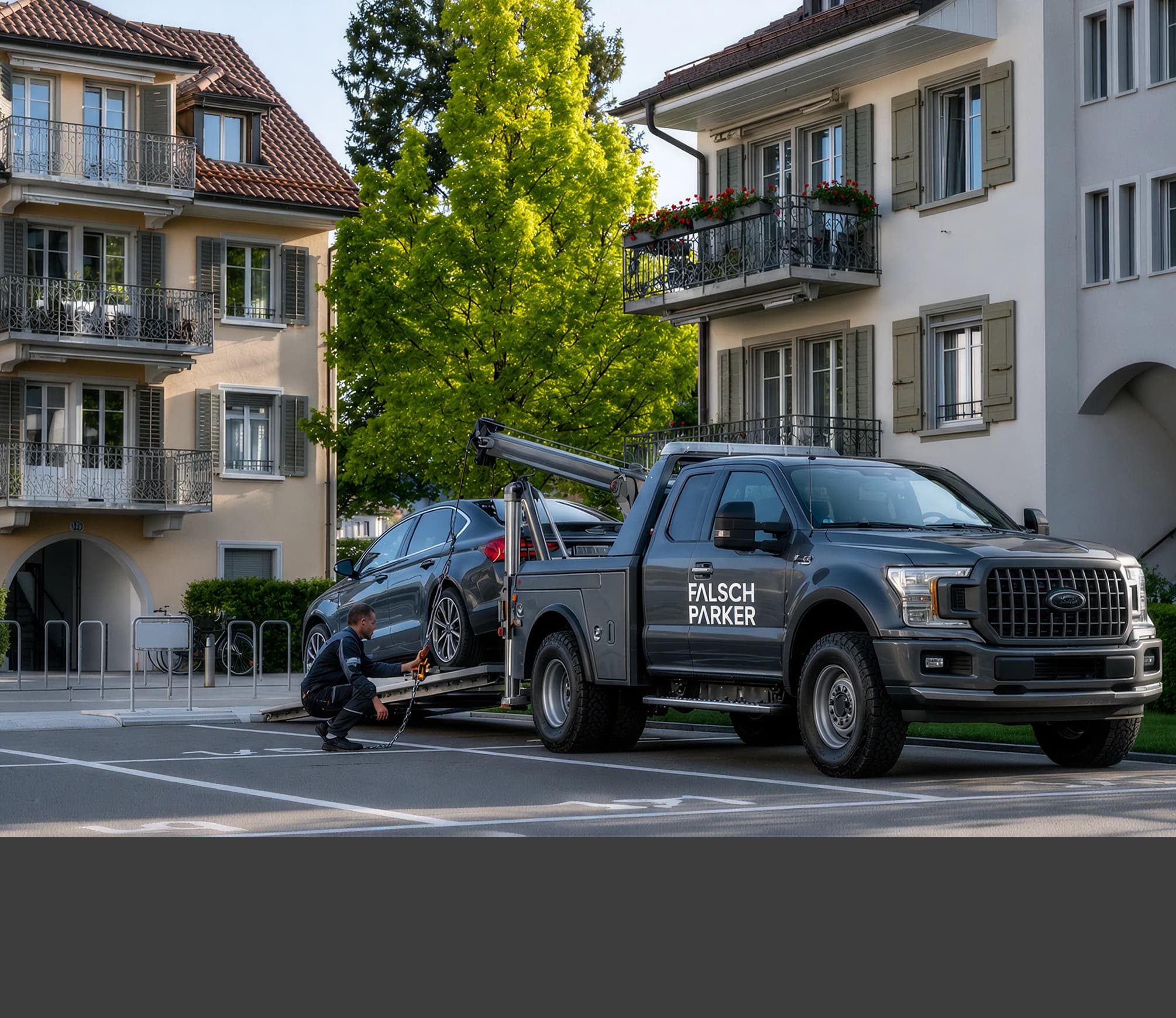 Tow truck removing a wrongly parked vehicle