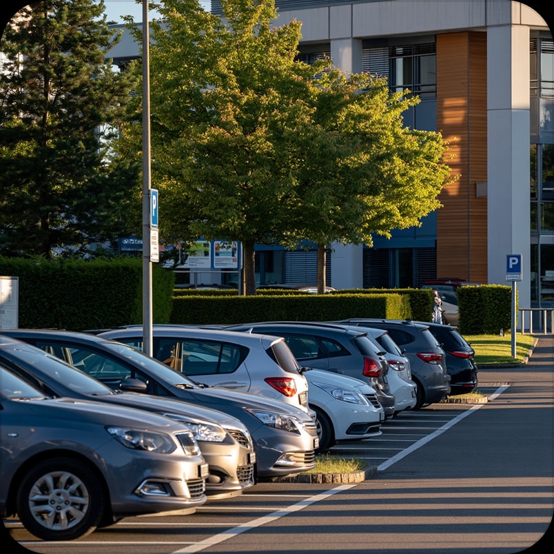 Monitored parking area with digital integration