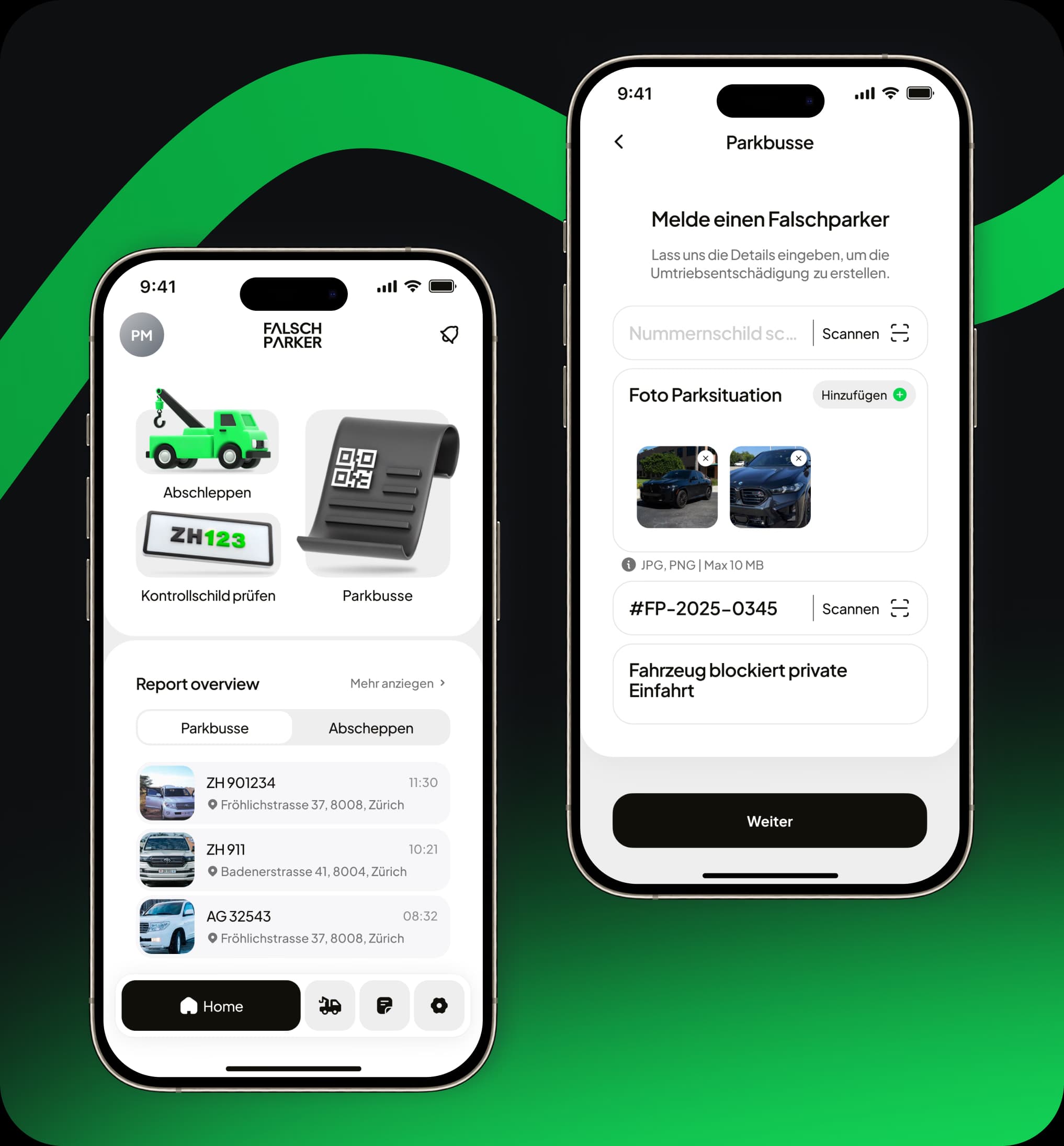 FalschParker app: creating a parking penalty digitally