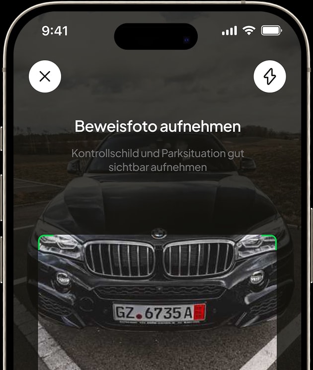 FalschParker app: capturing an evidence photo of the vehicle