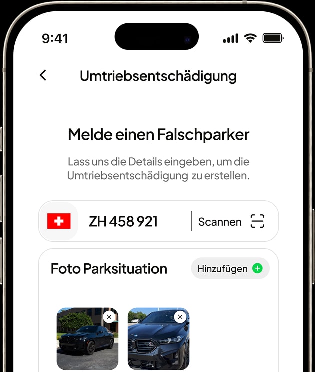 FalschParker App: Beweisfoto des Fahrzeugs aufnehmen
