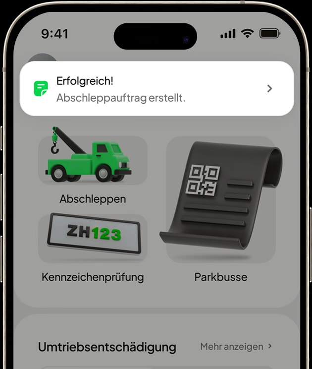 FalschParker App: Kartenansicht mit Auftragsstatus