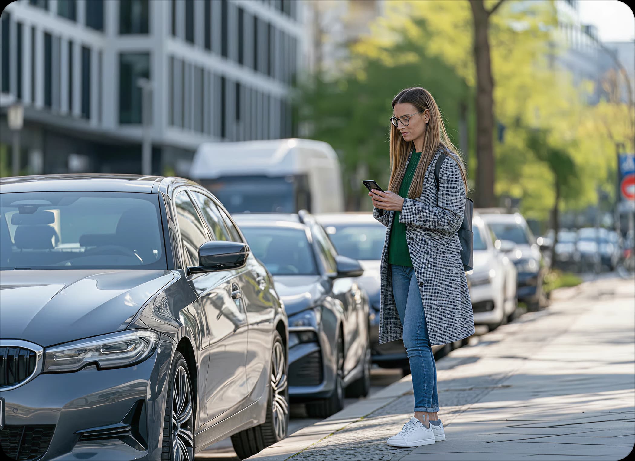 Collaboratore FalschParker controlla un posteggio