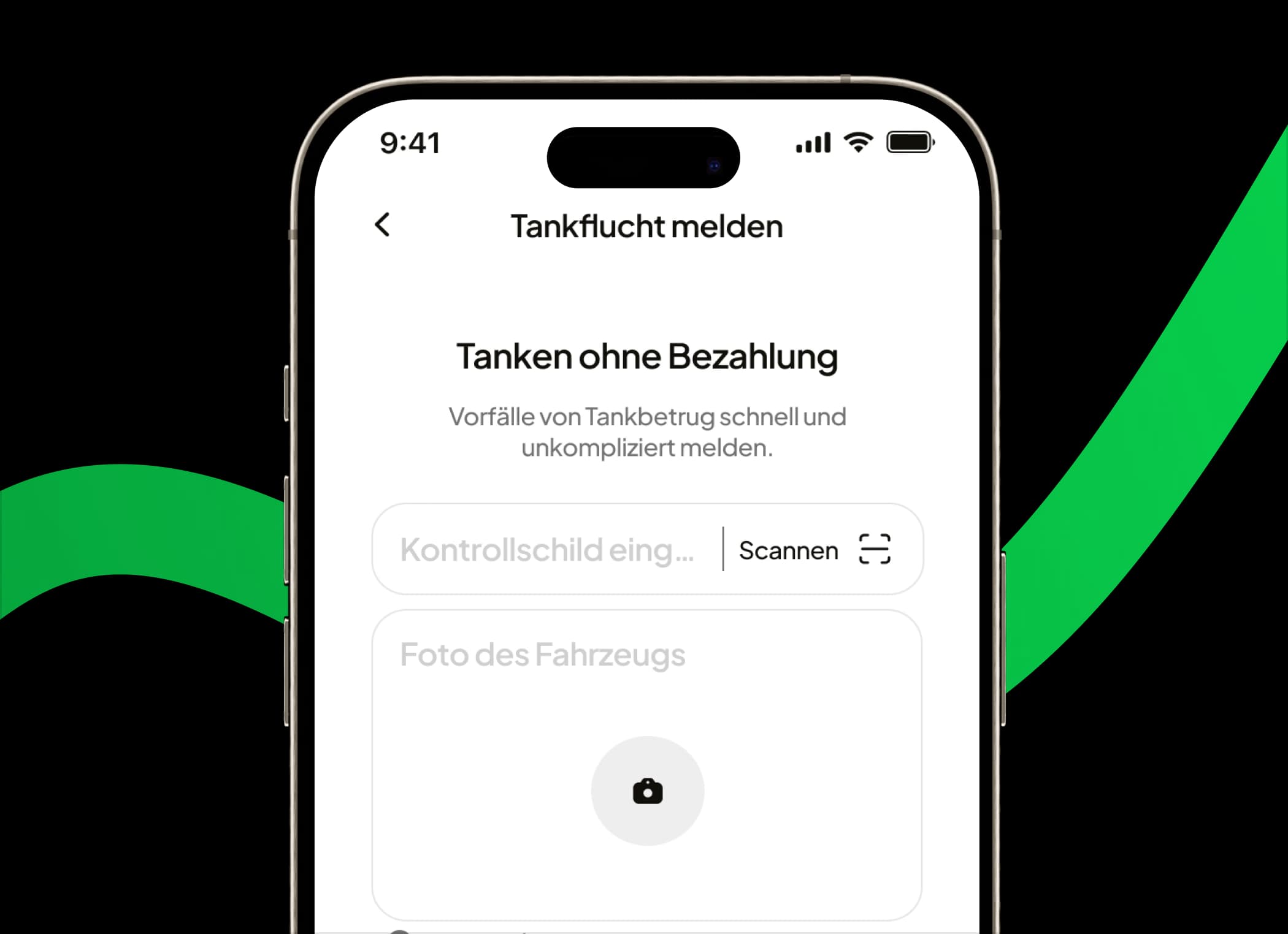 FalschParker App: Tankflucht-Meldeformular