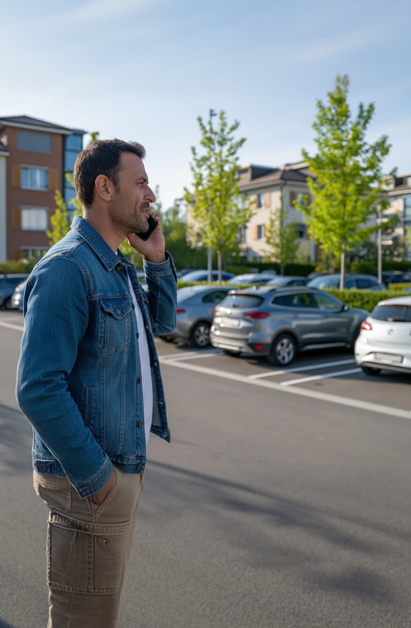 An occupied private parking bay in a residential complex