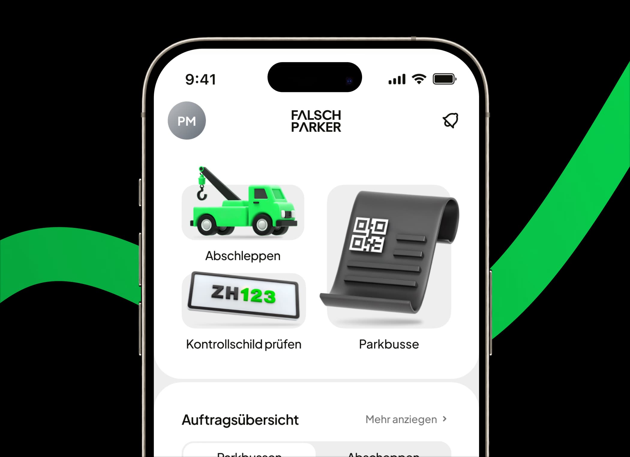 The FalschParker app set up on a smartphone