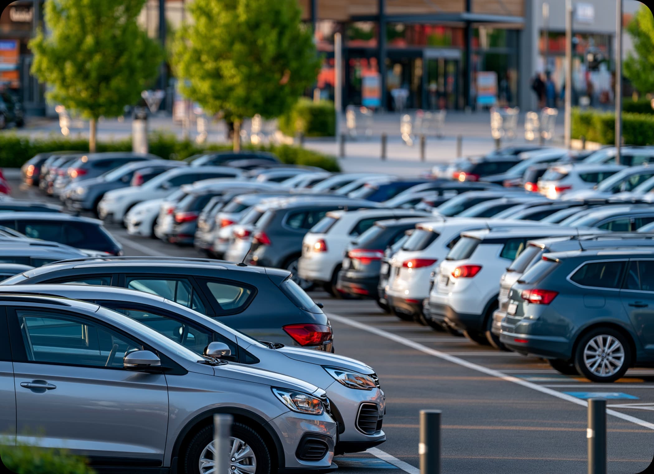 Large customer car park with many vehicles